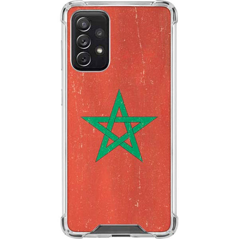 Morocco Flag Distressed Galaxy A72 5G Clear Case